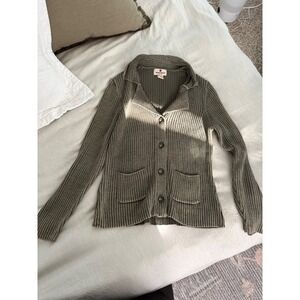 Woolrich Womens Olive Green‎ Ribbed Knit Cardigan Sweater w/ Pockets Medium M